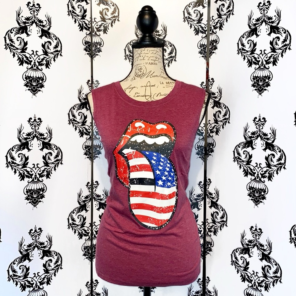 🍀 NWT! Rolling Stones Patriotic American Tank!